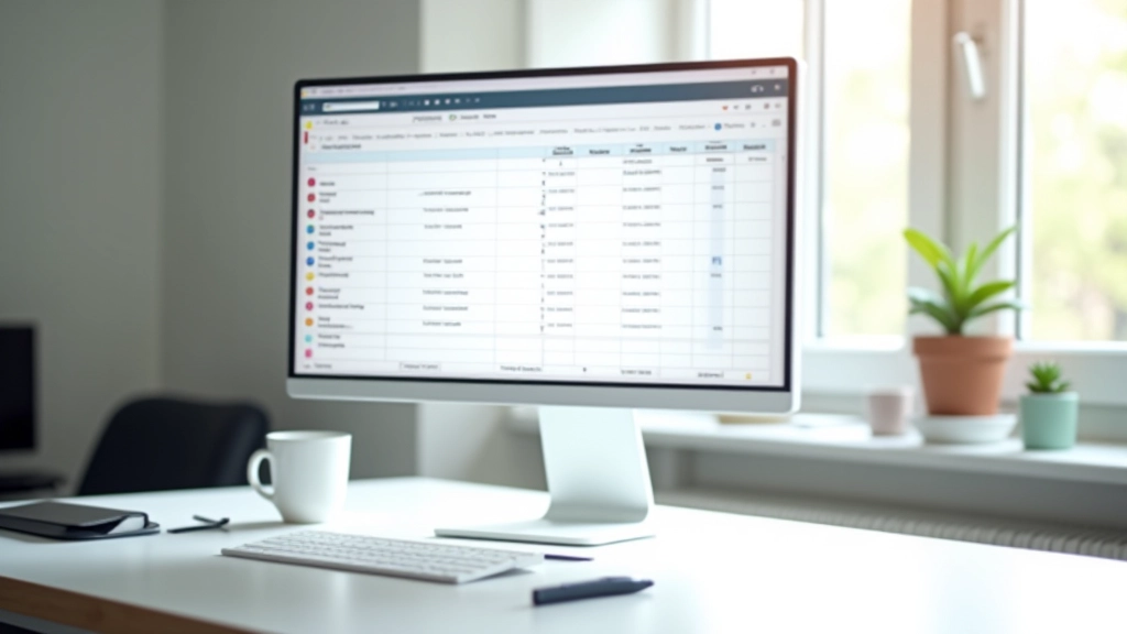 Spreadsheet auf einem Monitor mit verschiedenen Ausgabenkategorien und Kostenaufschlüsselung