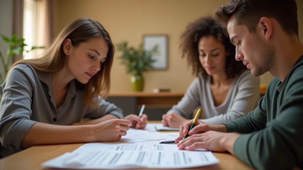 Familie sitzt zusammen am Tisch und bespricht ihre monatlichen Finanzpläne und Sparziele